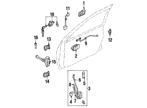 1999 Honda Passport Front Door Switch, Passenger Side Power Window Diagram for 8971221011