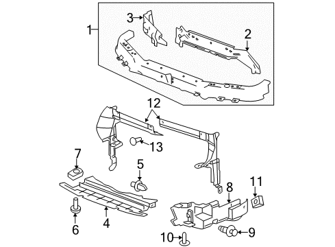 2008 Chevrolet Malibu Radiator Support Side Shield Diagram for 15882054