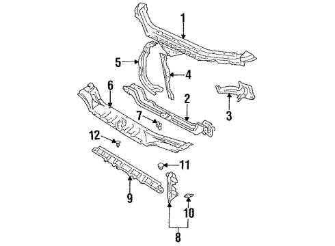1994 Toyota Camry Radiator Support Side Support Diagram for 5320306020