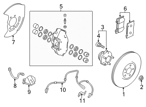 2019 Infiniti Q50 Front Brakes Splash Shield Diagram for 411511EN1A