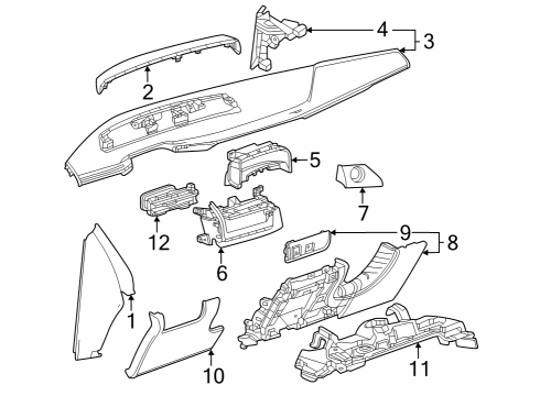 Cluster & Switches, Instrument Panel Lower Insulator Diagram for 84400239