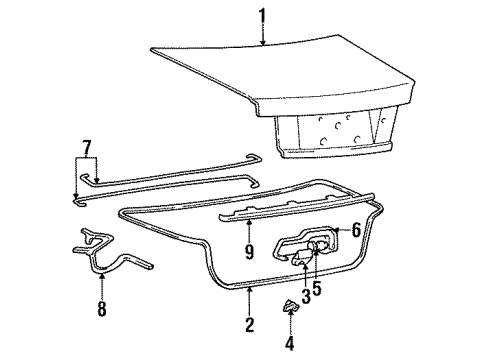 1990 Hyundai Excel Trunk Weatherstrip-Trunk Lid Opening Diagram for 8732124110