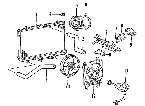 1996 Hyundai Elantra Cooling System, Radiator, Water Pump, Cooling Fan Fitting-Coolant Inlet Diagram for 2563123001