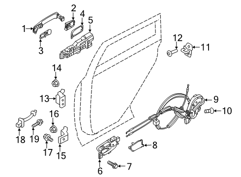 2021 Nissan Kicks Lock & Hardware Grip-Outside Handle, Rh Diagram for 826405EF3A