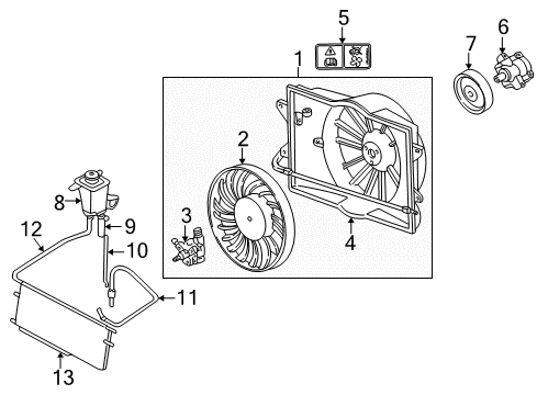 2002 Ford Thunderbird Cooling System, Radiator, Water Pump, Cooling Fan Reservoir Diagram for YW4Z8C630AA