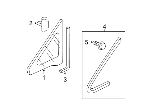 2009 Honda Civic Pillars, Rocker & Floor - Glass & Hardware Garnish, R. FR. Corner Diagram for 73335SNAA01