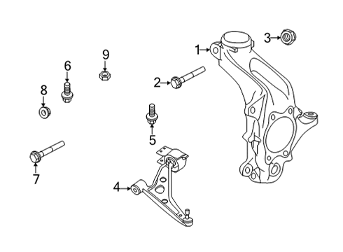 Front Suspension Components, Lower Control Arm, Stabilizer Bar Bolt Diagram for 543685NA0B