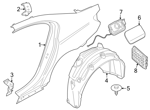 2020 BMW M5 Quarter Panel & Components Cover Pot Diagram for 51177387939