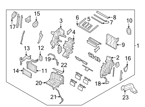 A/C Evaporator & Heater Components DUCT-SHOWER, RH Diagram for 97282N9000