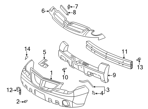 2001 Pontiac Aztek Bumper & Components, Exterior Trim Side Support Diagram for 10423549