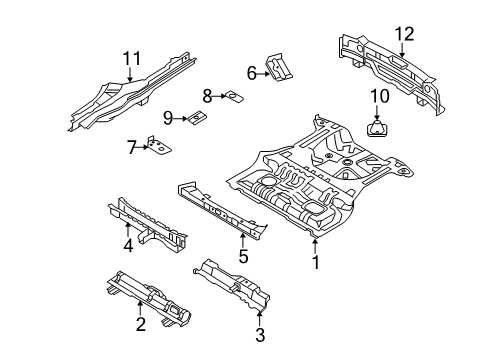2009 Hyundai Tucson Rear Body & Floor Panel-Rear Floor Diagram for 655112E010