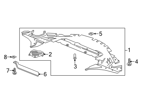 2017 Buick Envision Front Bumper & Grille - Splash Shields Underbody Shield Diagram for 84197387