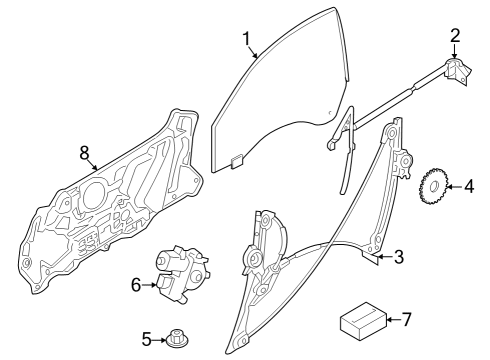 2022 BMW 840i xDrive Gran Coupe Front Door INNER RIGHT WINDOW CHANNEL C Diagram for 51337435430