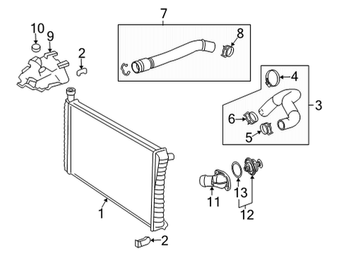 2021 GMC Savana 3500 Radiator & Components Retainer, Rear Compartment Lid Latch Release Cable Diagram for 11547271