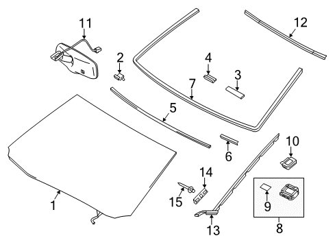2015 Lexus GS350 Wiper & Washer Components Retainer, Windshield Glass Diagram for 5611450020