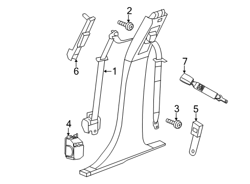 2011 Chrysler 200 Seat Belt Rear Inner Seat Belt Diagram for YX461L1AE