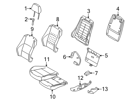 2008 BMW 135i Driver Seat Components Left Backrest Upholstery Diagram for 52109120275