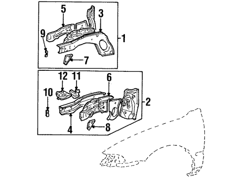 1993 Toyota Corolla Side Member Sidemember Outer Plate Diagram for 5711512060