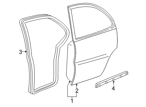 2000 Chevrolet Impala Rear Door Door Weatherstrip Diagram for 10419497
