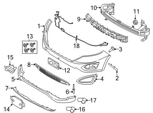 2016 Ford Edge Front Bumper Valance Panel Diagram for FT4Z17D957AC