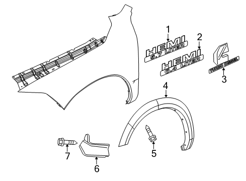 2014 Ram 3500 Exterior Trim - Fender SPAT-Front Fender Diagram for 5182362AB