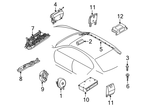 2005 BMW 645Ci Air Bag Components Sensor, Vehicle Centre Diagram for 65776976466
