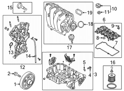 2021 Hyundai Elantra Engine Parts, Mounts, Cylinder Head & Valves, Camshaft & Timing, Variable Valve Timing, Oil Cooler, Oil Pan, Oil Pump, Crankshaft & Bearings, Pistons, Rings & Bearings Bolt-Crankshaft Diagram for 231272J010