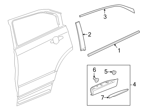 Exterior Trim - Rear Door Applique Diagram for 84962268