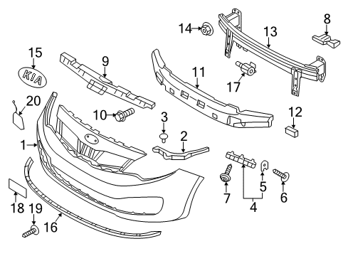 2017 Kia Rio Front Bumper Bracket Assembly-Front Bumper Diagram for 865811W500