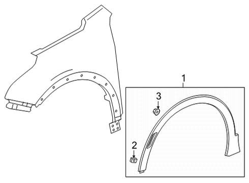 2021 Buick Envision Exterior Trim - Fender MOLDING ASM-FRT WHL OPG FRT *BLACK Diagram for 85109284
