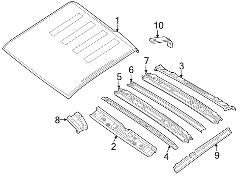 Roof & Components, Exterior Trim Bow-Roof, No 4 Diagram for 73272EB030