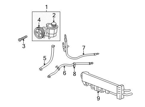 2008 Chrysler Aspen P/S Pump & Hoses, Steering Gear & Linkage Kit-Pump & PULLEY Diagram for 68034321AB