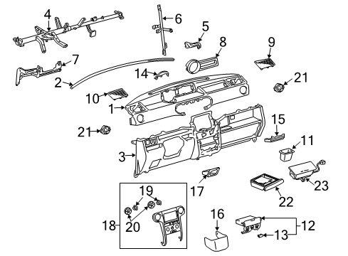 2005 Scion xB Instrument Panel Outlet Assembly Diagram for 5565052010C0