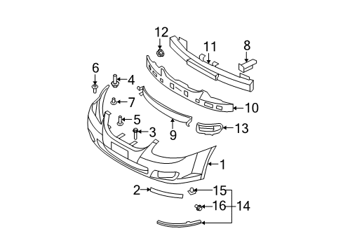 2009 Kia Spectra Front Bumper Cover-BLANKING Front Fog Diagram for 865232F500