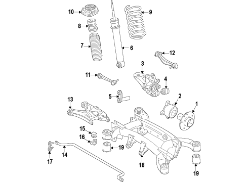 2010 BMW X6 Rear Suspension, Lower Control Arm, Upper Control Arm, Ride Control, Stabilizer Bar, Suspension Components Rear Left Shock Absorber Diagram for 37126788765