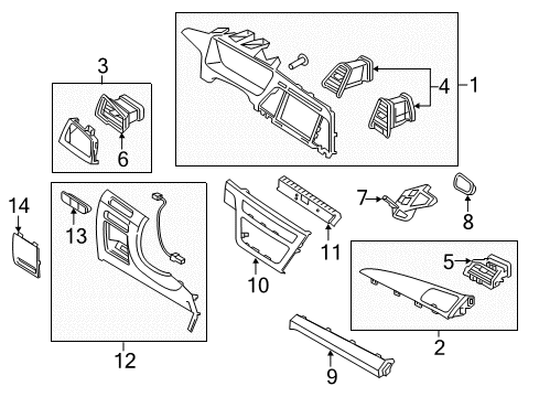 2017 Hyundai Sonata Cluster & Switches, Instrument Panel Panel Assembly-Center Facia, Upper Diagram for 84740E60004X