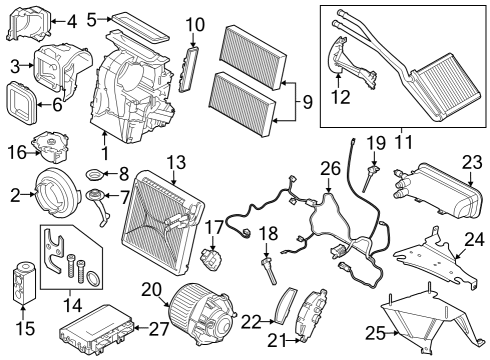 2020 Mini Cooper A/C Evaporator & Heater Components Heater/Air Conditioning Wiring Set Diagram for 64119304024