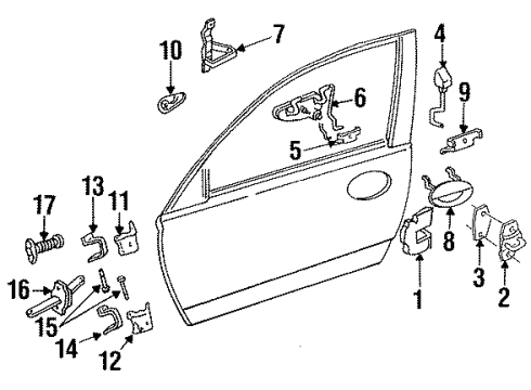 1995 Eagle Vision Lock & Hardware Handle-Front Door Exterior Diagram for 5011663AA