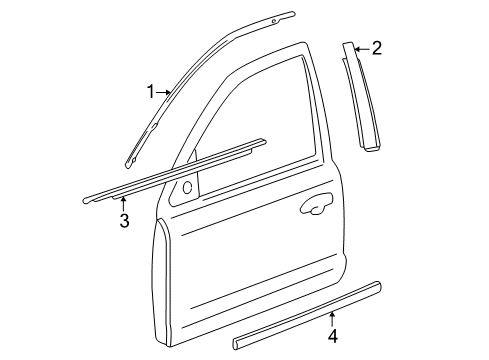 2001 Lincoln LS Exterior Trim - Front Door Window Molding Diagram for 1W4Z5420554AAA