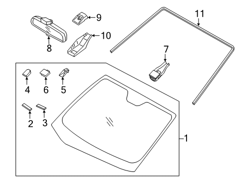 2019 Kia Forte Windshield Glass, Reveal Moldings Unit-Multi Function Diagram for 95740M6000