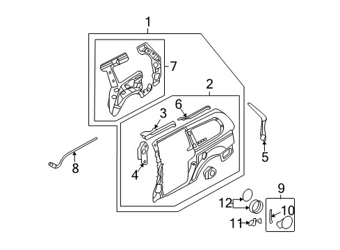 2012 Kia Sedona Side Panel & Components Panel Assembly-Quarter Inner Diagram for 716014D511