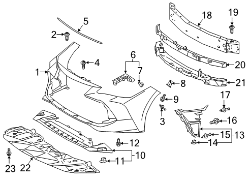 2020 Toyota Avalon Front Bumper Side Support Clip Diagram for 9046705090B1
