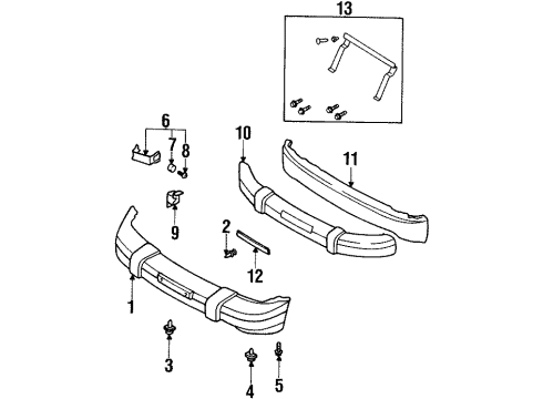 1998 Kia Sportage Front Bumper Rubber-BUMPFIXING Diagram for 0K01850224B