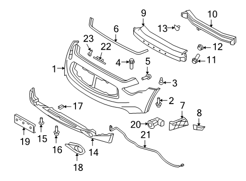 2017 Infiniti QX70 Front Bumper Parking Aid Sensor Diagram for 259941JB3E
