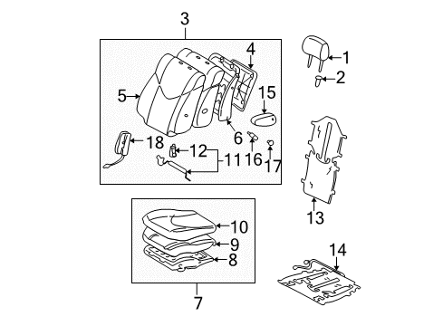 2000 Lexus RX300 Front Seat Components Cushion Assy, Front Seat, LH (For Separate Type) Diagram for 7142048051A0