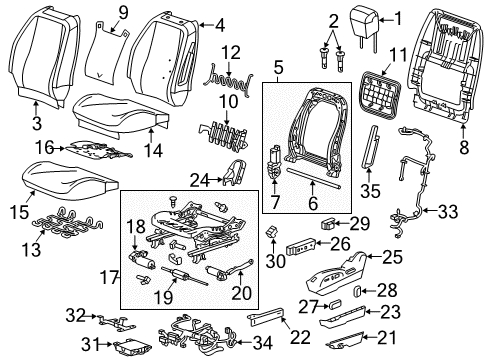 2012 GMC Terrain Driver Seat Components Track Cover Bracket Diagram for 20811522