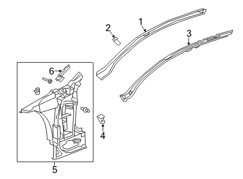 2017 Cadillac CT6 Hinge Pillar Extension Diagram for 23277089