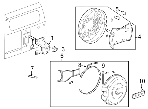 2007 Hummer H3 Spare Tire Carrier Carrier Stud Diagram for 11517090