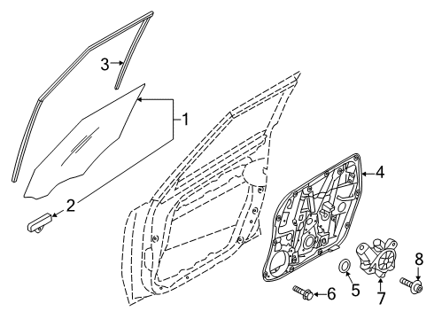 Front Door Run Assembly-Fr Dr WDO G Diagram for 82530K0001