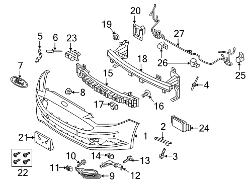 2017 Ford Fusion Front Bumper Emblem Nut Diagram for W704370S300